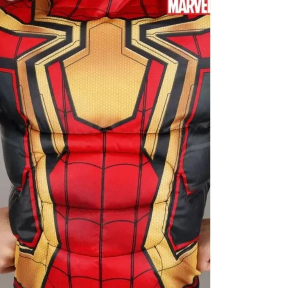 Spiderman Light Up Muscle Halloween Costume 8 Marvel Jumpsuit w/ Boot Tops Boys
